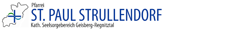 Logo und Schriftzug im Kopf der Homepage der Pfarrei St. Paul Strullendorf